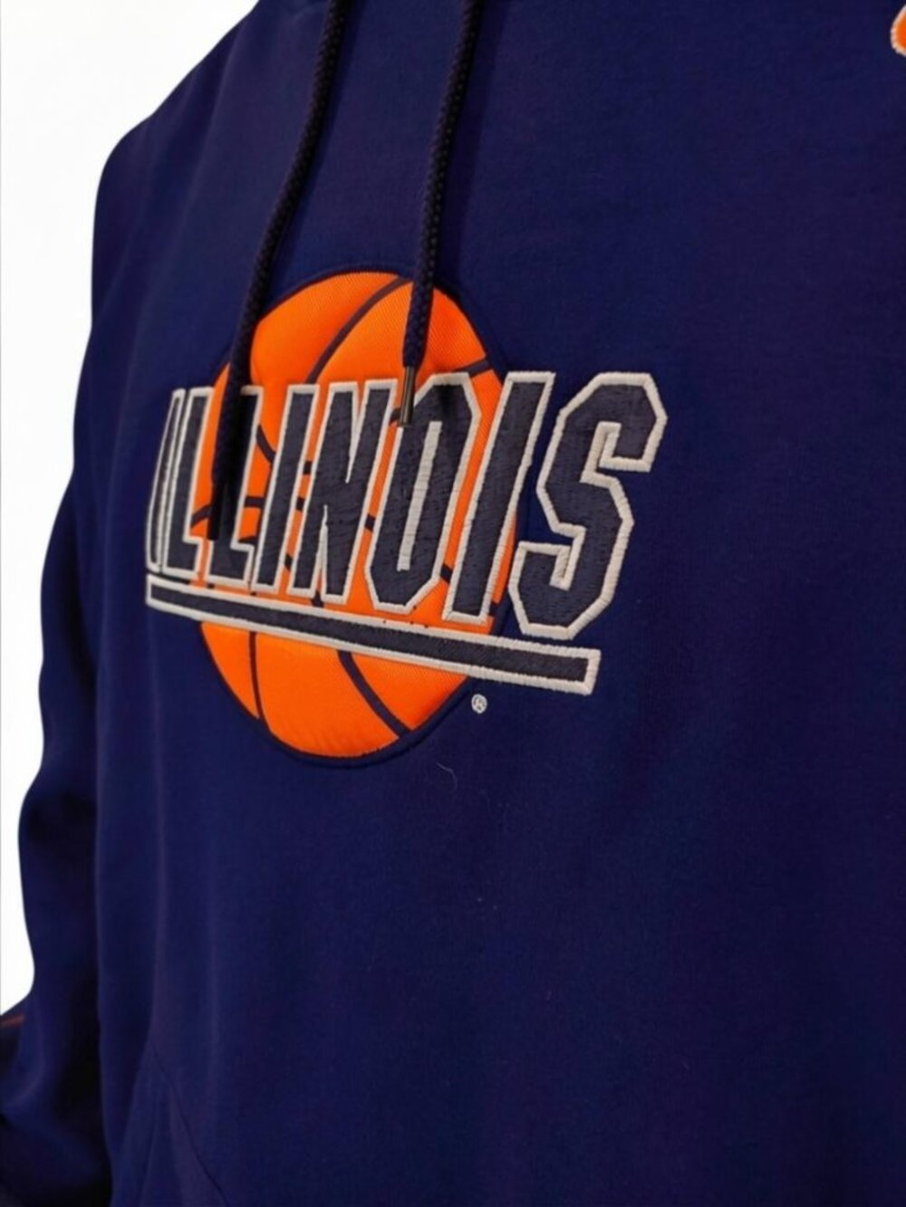NIKE Team Illinois Basketball Hoodie Vintage Fighting Illini Navy Blue Orange XL - Picture 3 of 12